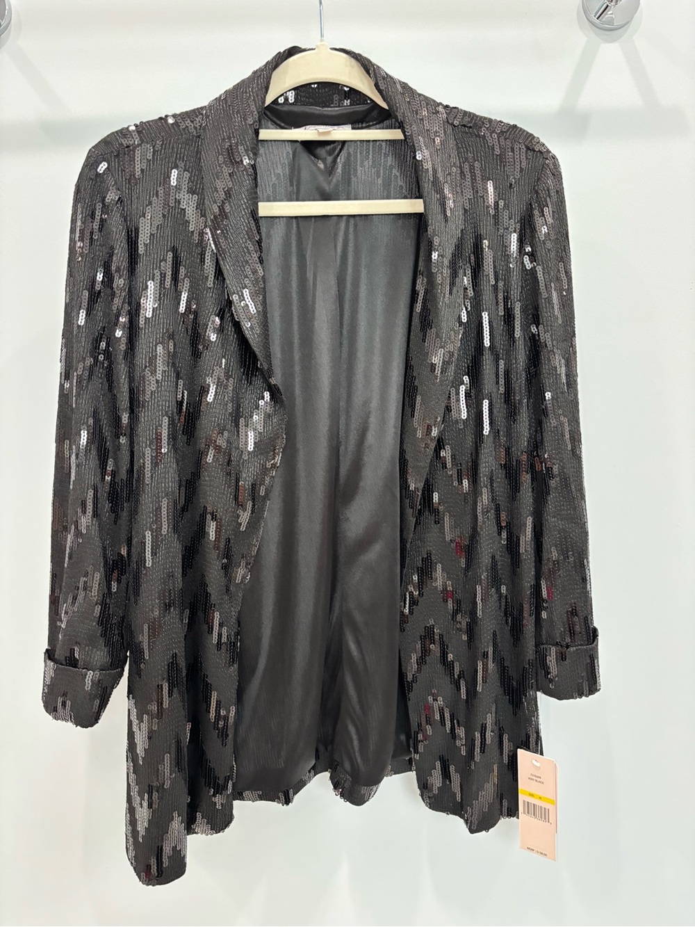 Nanette Lepore Charcoal Sequin Open-Front Blazer